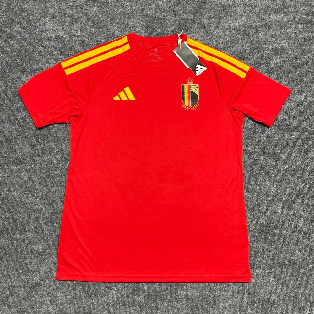 Belgium National Team Fan Jersey Mens Large Home Red Gold Adidas Football NEW
